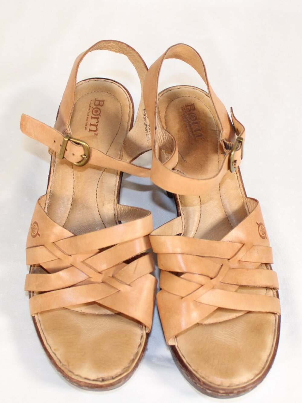 Born Angel tan sandal leather heels wood women 11 - Picture 5 of 7